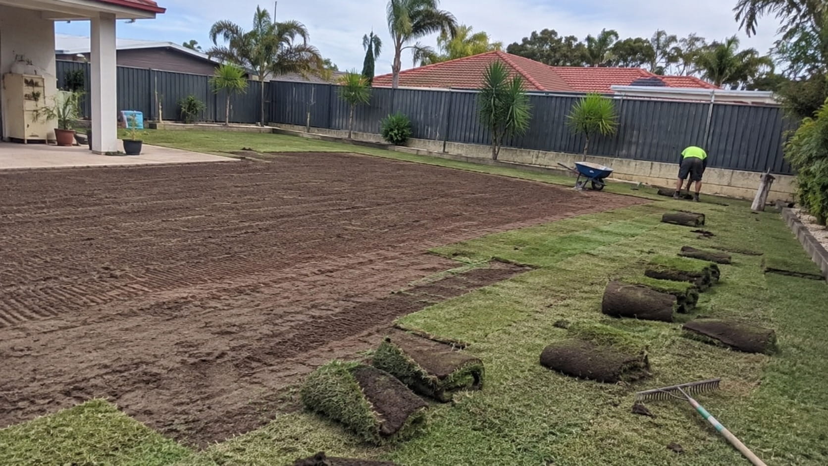 Renovated lawn in a Perth backyard